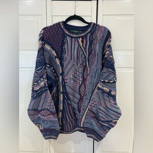 EUC Tundra vintage 90’s Coogi Style 3D Colorful Knit men’s Oversized sweater